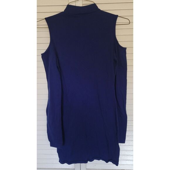 Forever 21 Blue Long Sleeve Cold Shoulder Turtleneck Top Large - Picture 2 of 5